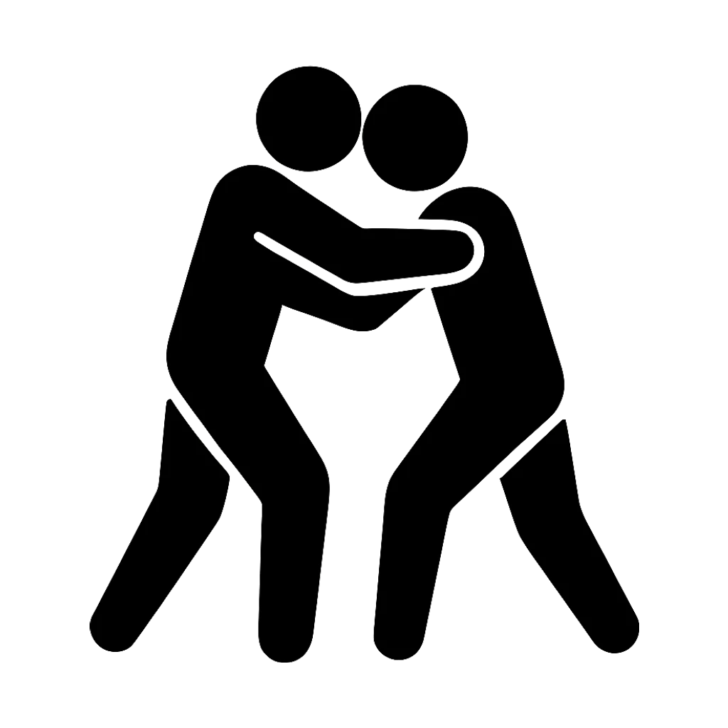 Clinch fighting technique silhouette — close-range grappling position