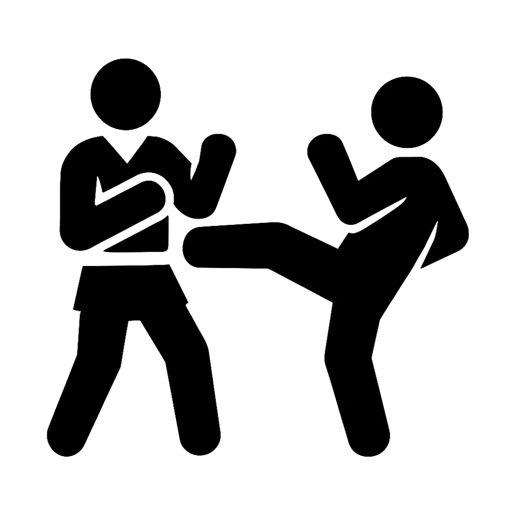 Striking technique silhouette — punch and kick combat stance
